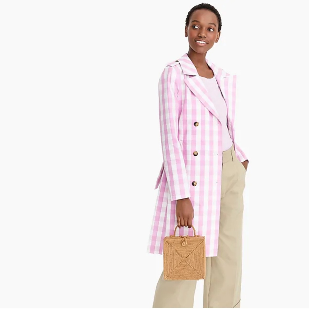 J.Crew 2011 Icon trench in oversized gingham-L1064 - Picture 5 of 7